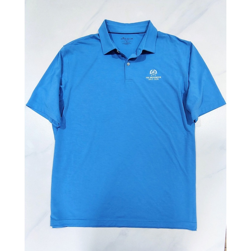 Peter Millar Seaside Wash Polo Shirt Mens XL Blue Performance Golf Stretch